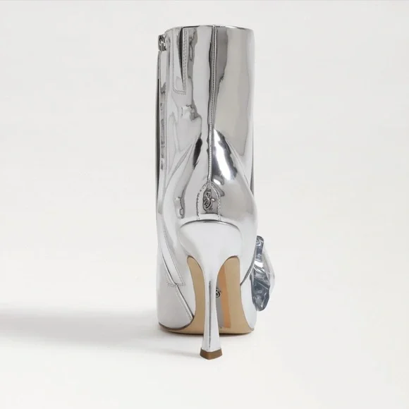 SAM EDELMAN $200 Esmae Stiletto Ankle Metallic Bootie Floral Detail Size 7.5 NEW - Picture 4 of 12